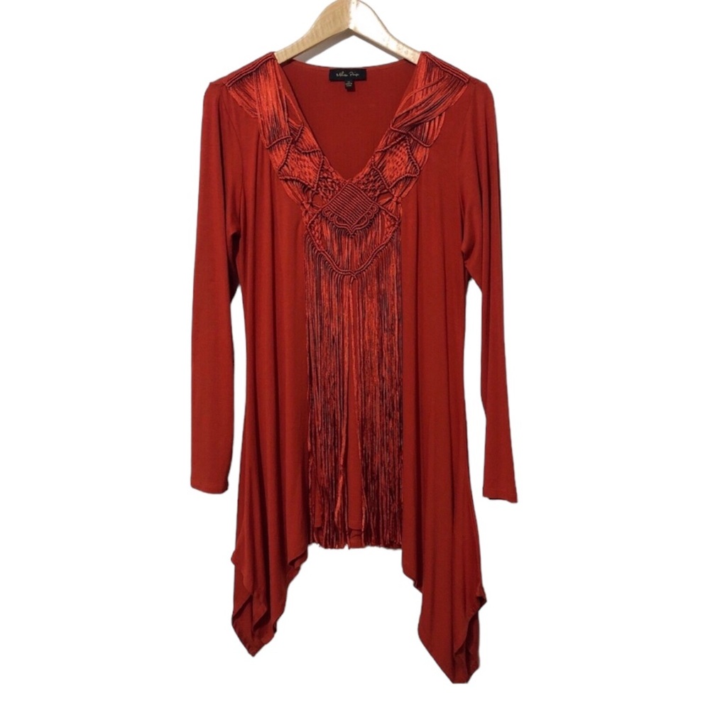 Melissa Paige Womens Ribbon Trim Tunic Top